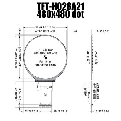 Quadro comandi a 2,8 pollici di TFT dello schermo del cerchio del giro di IPS 480x480 ST7701S per controllo industriale